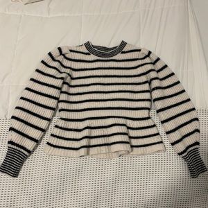 Rebecca Taylor Striped Peplum Sweater